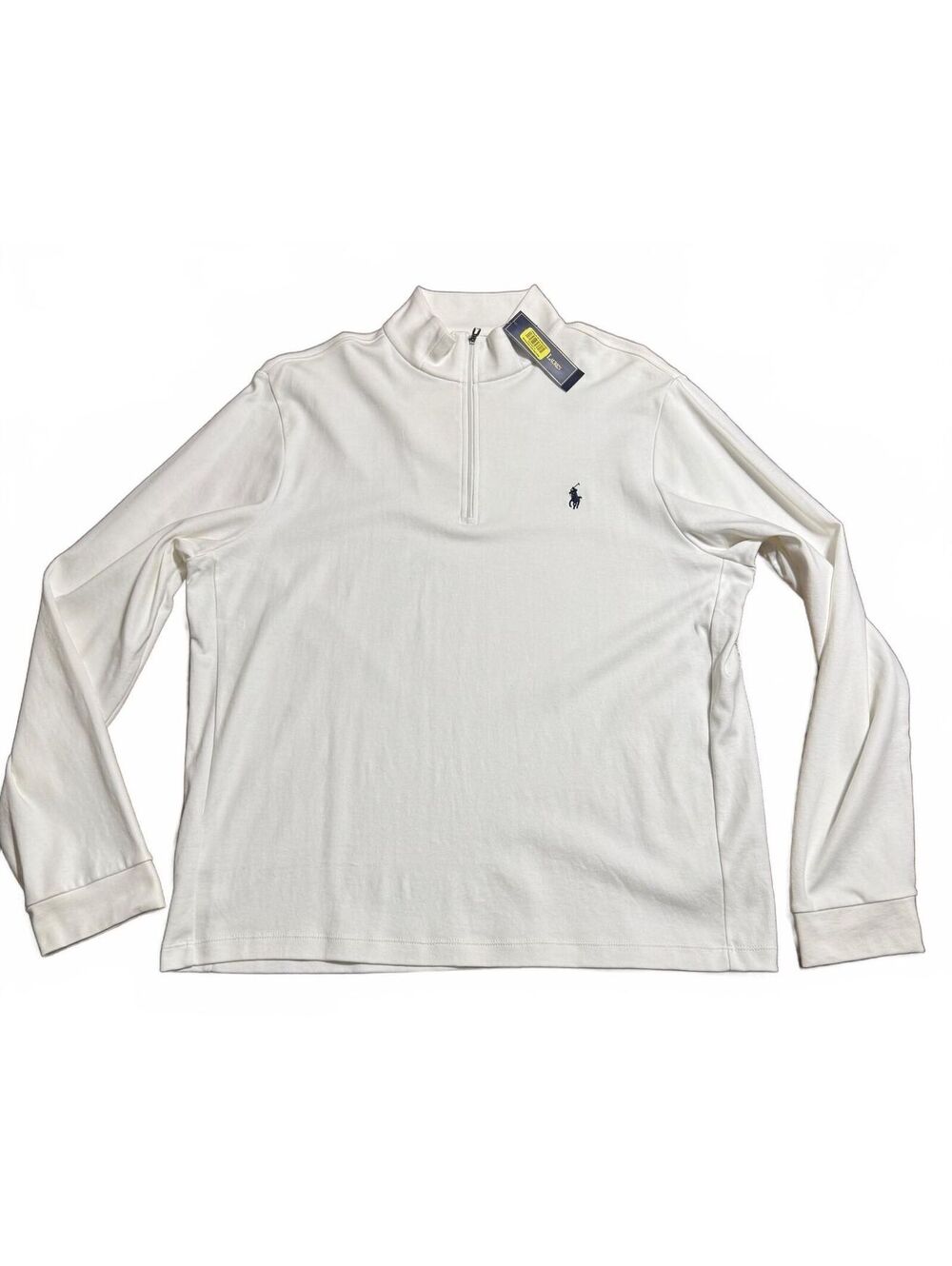 Polo Ralph Lauren Mens Quarter-Zip 1/4 Pullover XL White Pima Cotton Sweater NWT